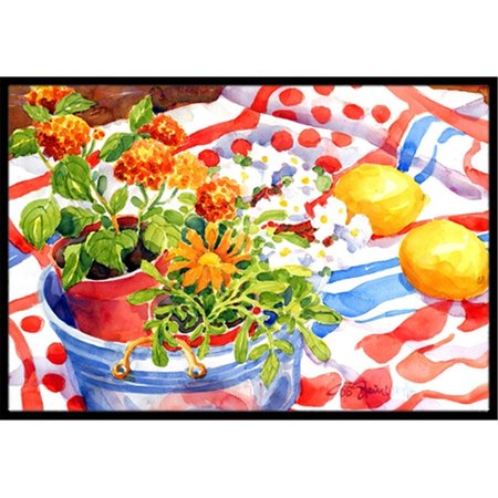 MICASA 24 x 36 in. Flowers with a side of lemons Indoor Or Outdoor Mat MI888726